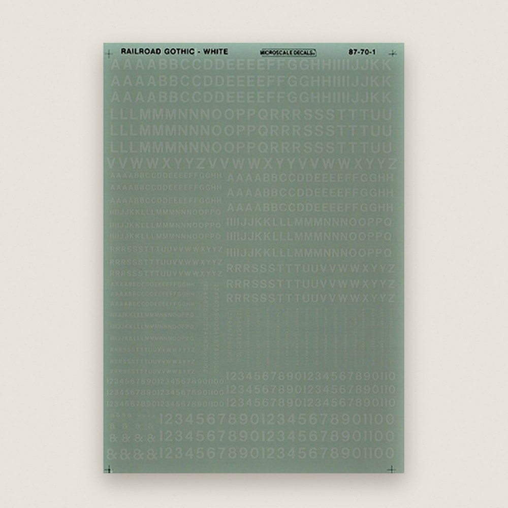 Letters and Numbers, HO Gothic, White - Microscale Industries