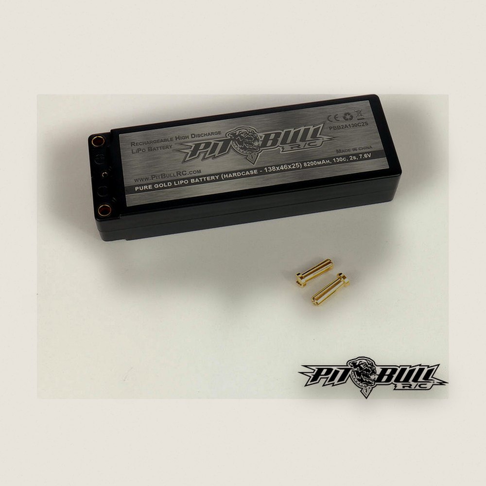 LiPo Battery, 7.6V 6000mAh 2S 130C Pure Gold - Pit Bull Tires