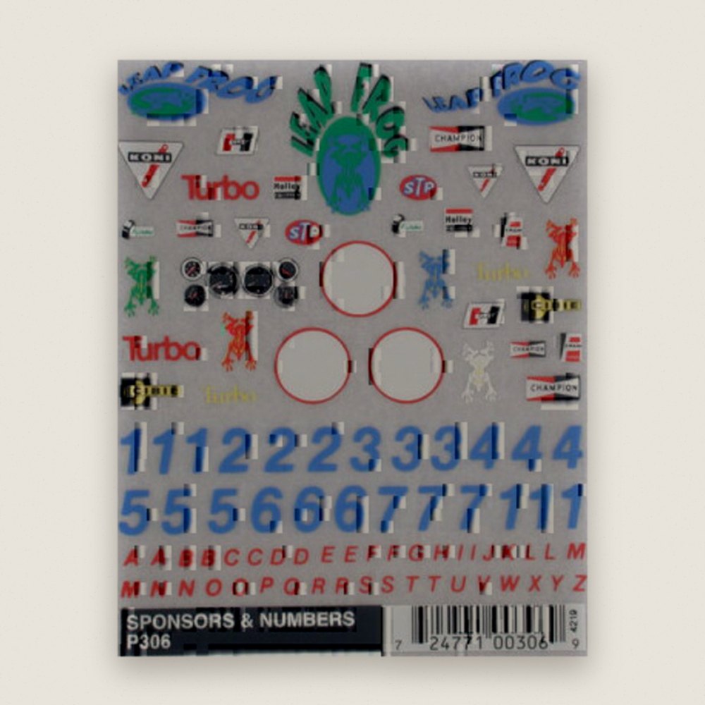Decals, Dry Transfer, Sponsors & Numbers - Pinecar