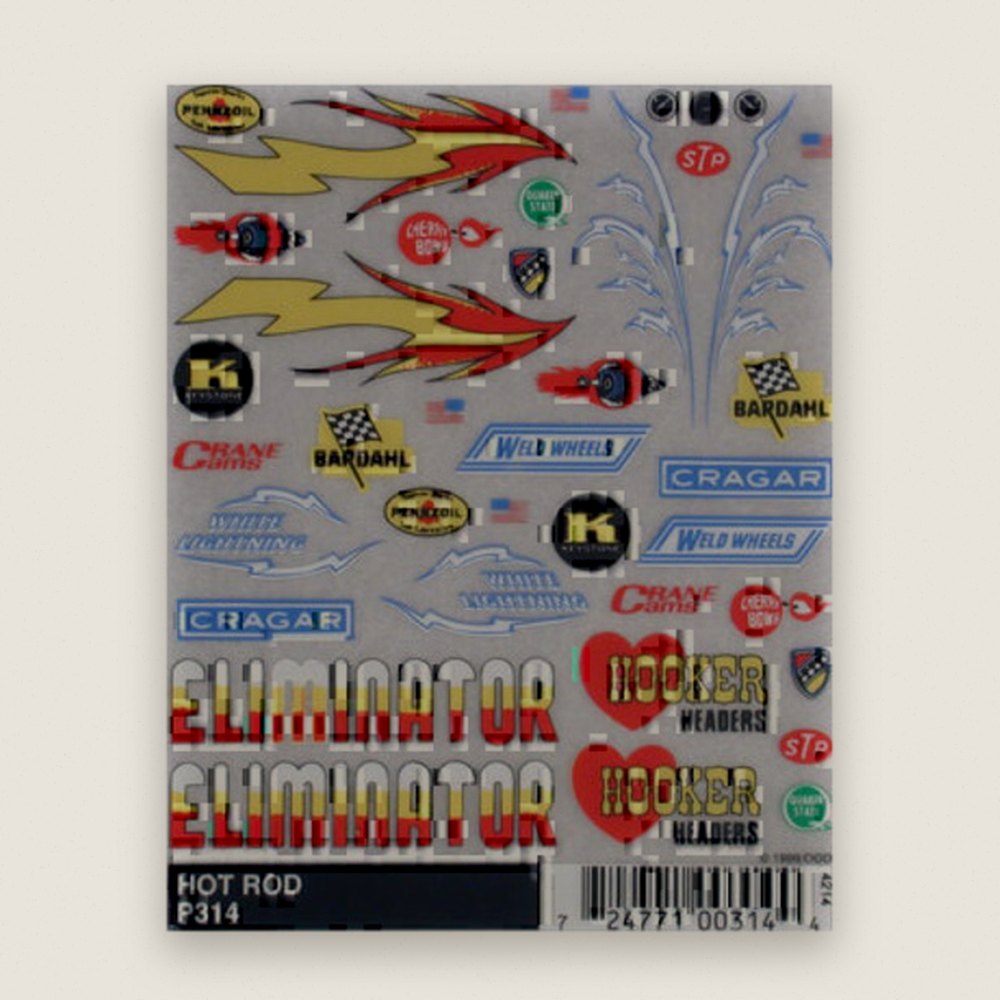 Decals, Dry Transfer, Hot Rod - Pinecar