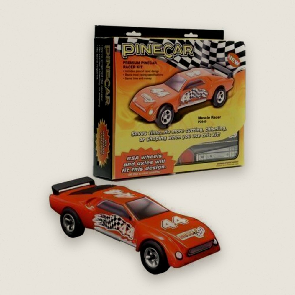 Pine Wood Derby Car Kit, Premium Muscle Racer - Pinecar