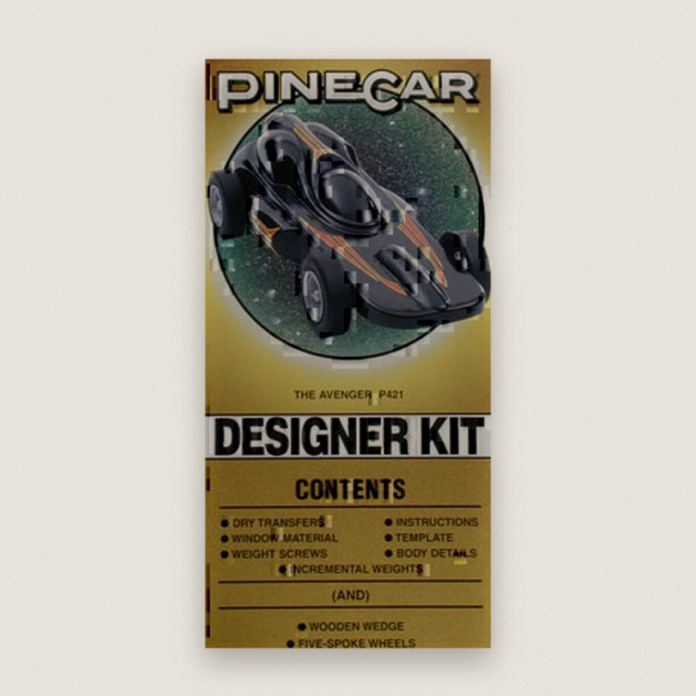 Pine Wood Derby Car Kit, Designer with Wedge Avenger - Pinecar