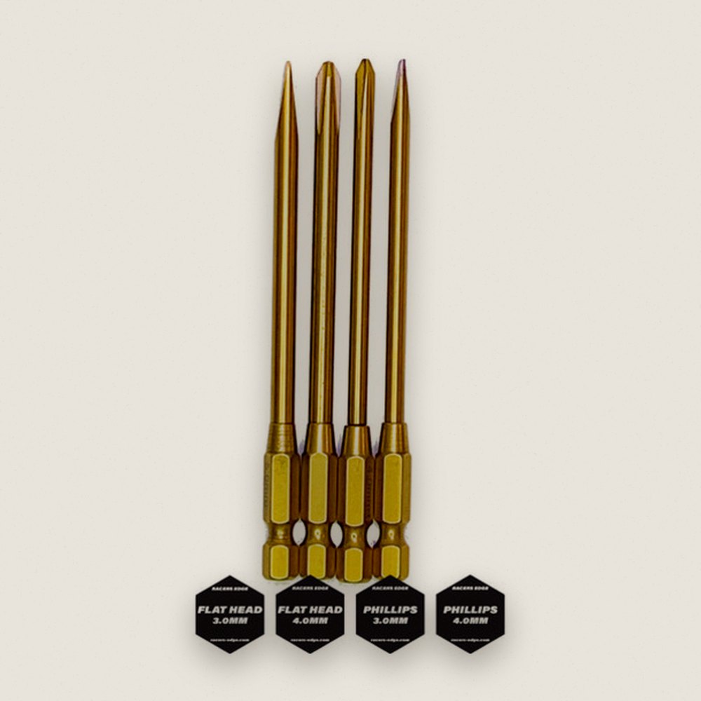 Power Tool Replacement Tips, Titanium Phillips and Flat, 4 Pieces - Racers Edge