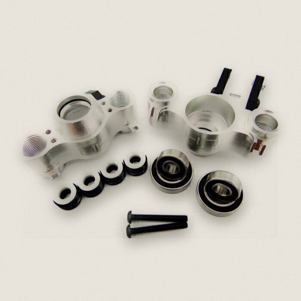 Axle Carriers, Aluminum with Bearings and Carbon Arms (Silver) for Tra - Hot Racing