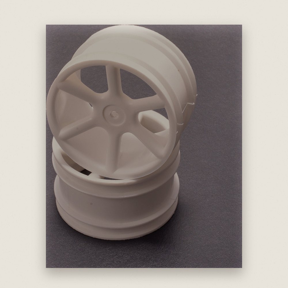 Rear White 2.2 Wheel, JC 6-Spoke, Cat/Coug 2k, Pair - Schumacher