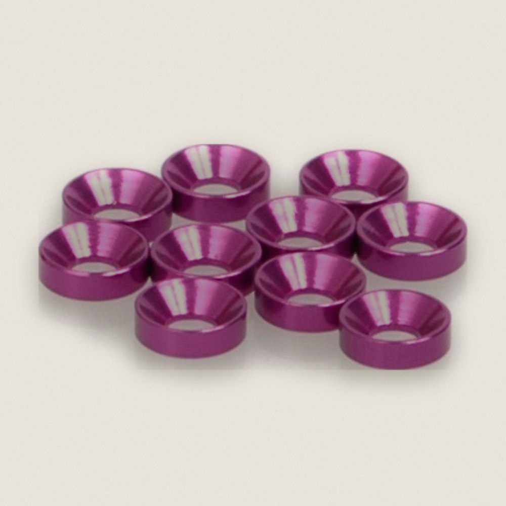 Speed Pack, M3 Countersunk Washers, Purple Aluminum, Pack of 10 - Schumacher