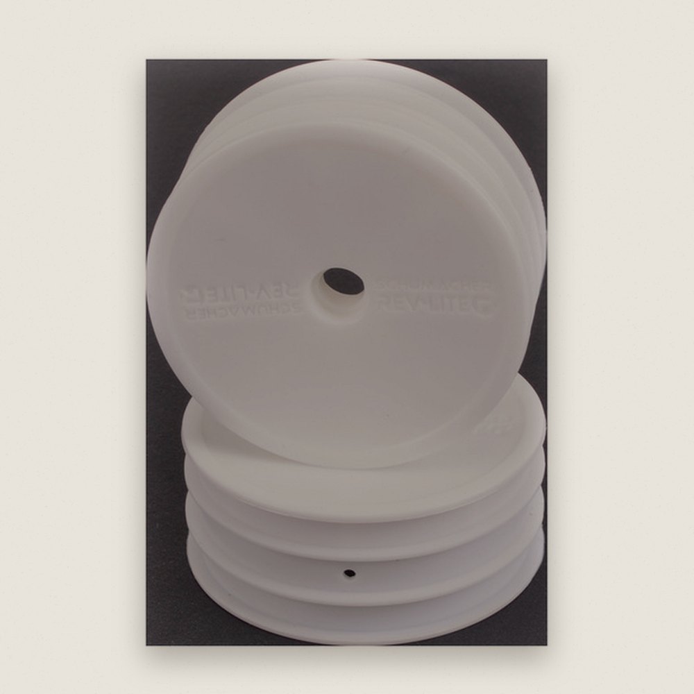 Medium Front Wheels, White Flexlite, 2WD, Pair - Schumacher