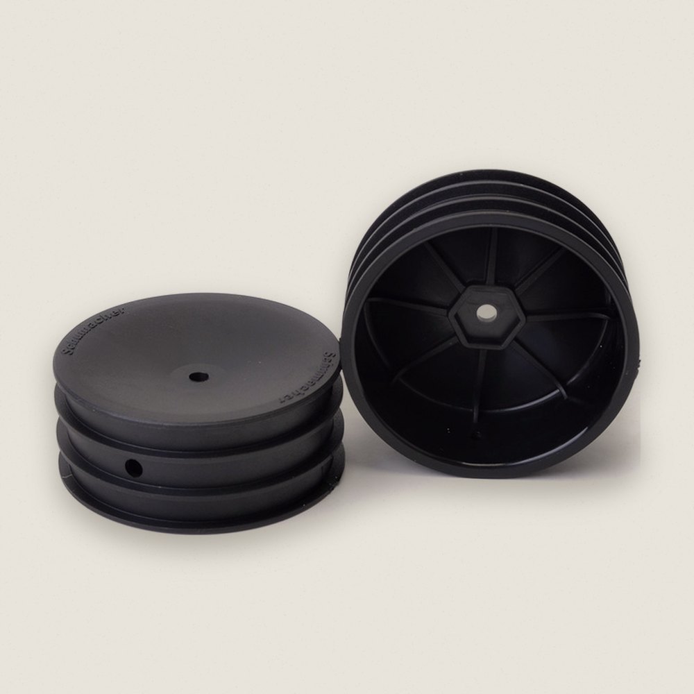 Front Hex Wheels, Black, 2WD, Pair - Schumacher