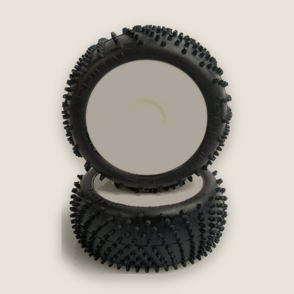 Spiral 1/8th Pre-Glued Tires, Yellow, Pair - Schumacher
