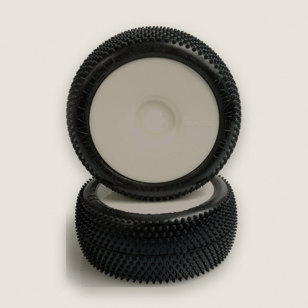 Mini Pin 1/8th Pre-Glued Tires, Silver, Pair - Schumacher