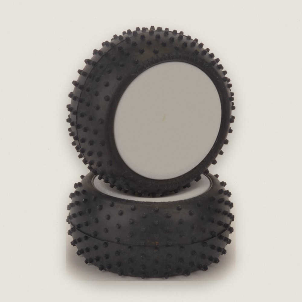 Mini Spike2 Rear Hex Drive Tires, Pre-Glued, Yellow, Pair - Schumacher