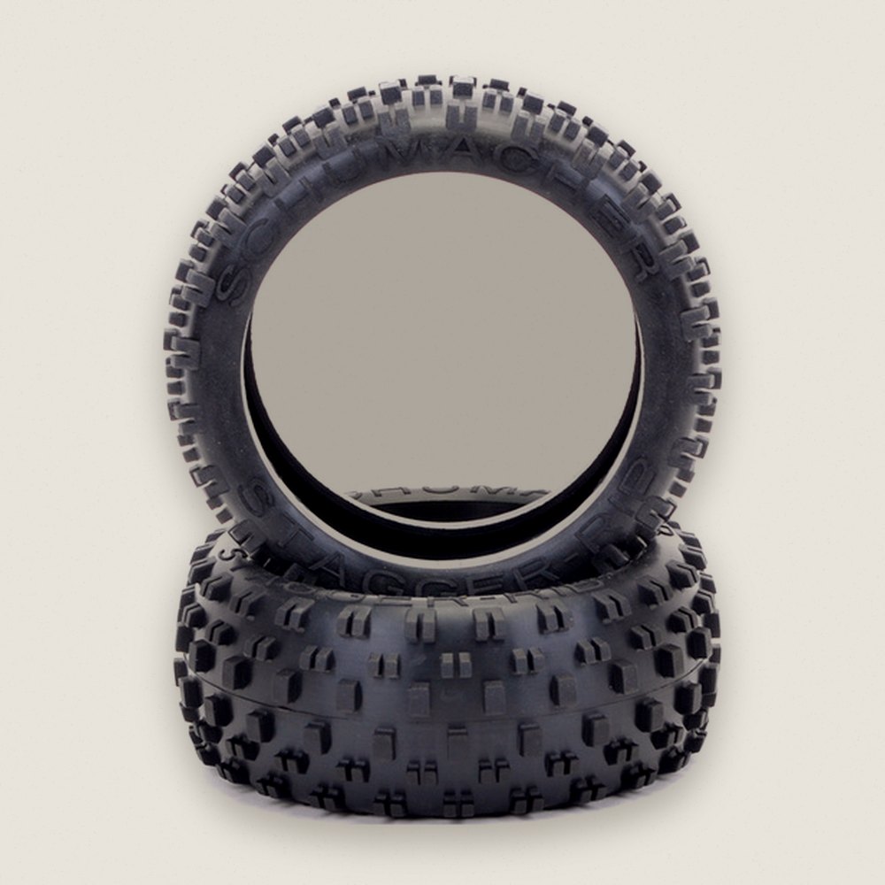 Stagger Rib 1/8th Tires, Yellow, Pair - Schumacher