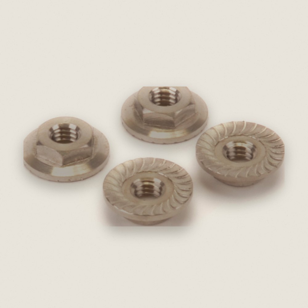 Titanium Low-Profile M4 Serrated Nuts, Pack of 4 - Schumacher