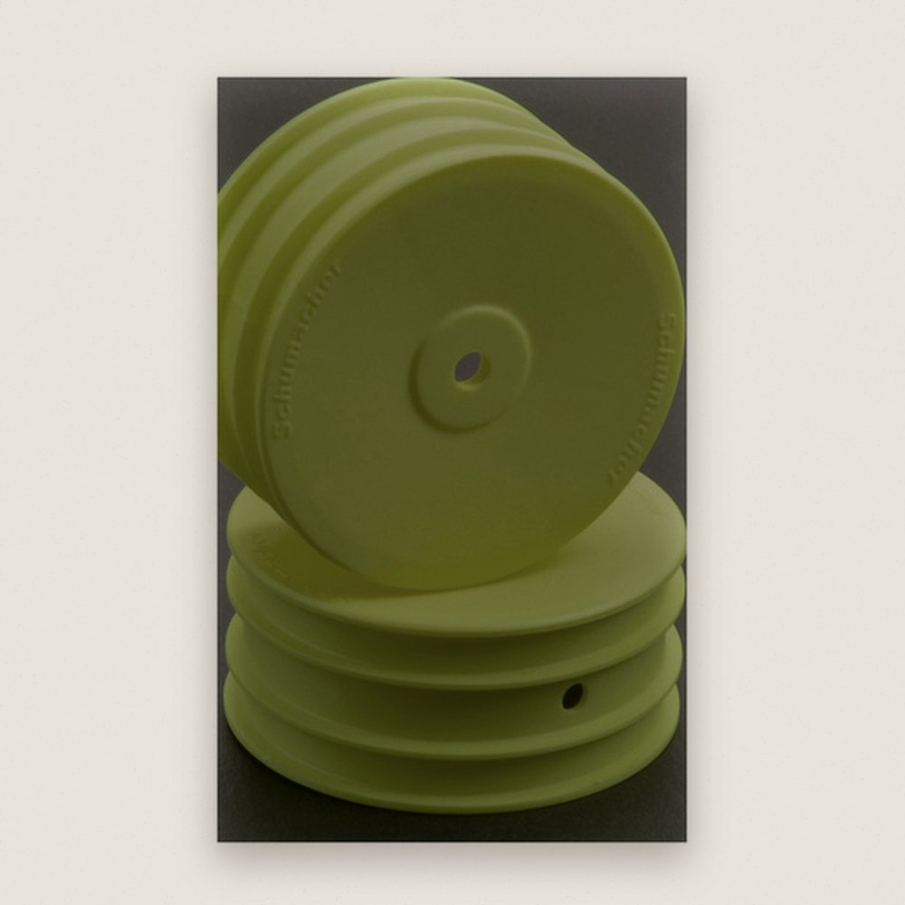 Front 4WD Wheels, Neon Yellow v2, Pair - Schumacher