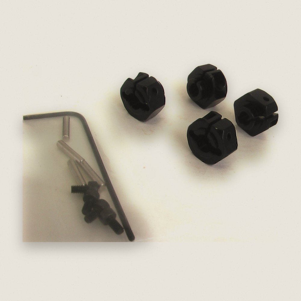 Aluminum 12mm Clamping Hex Wheels Hubs (Black)(4)
