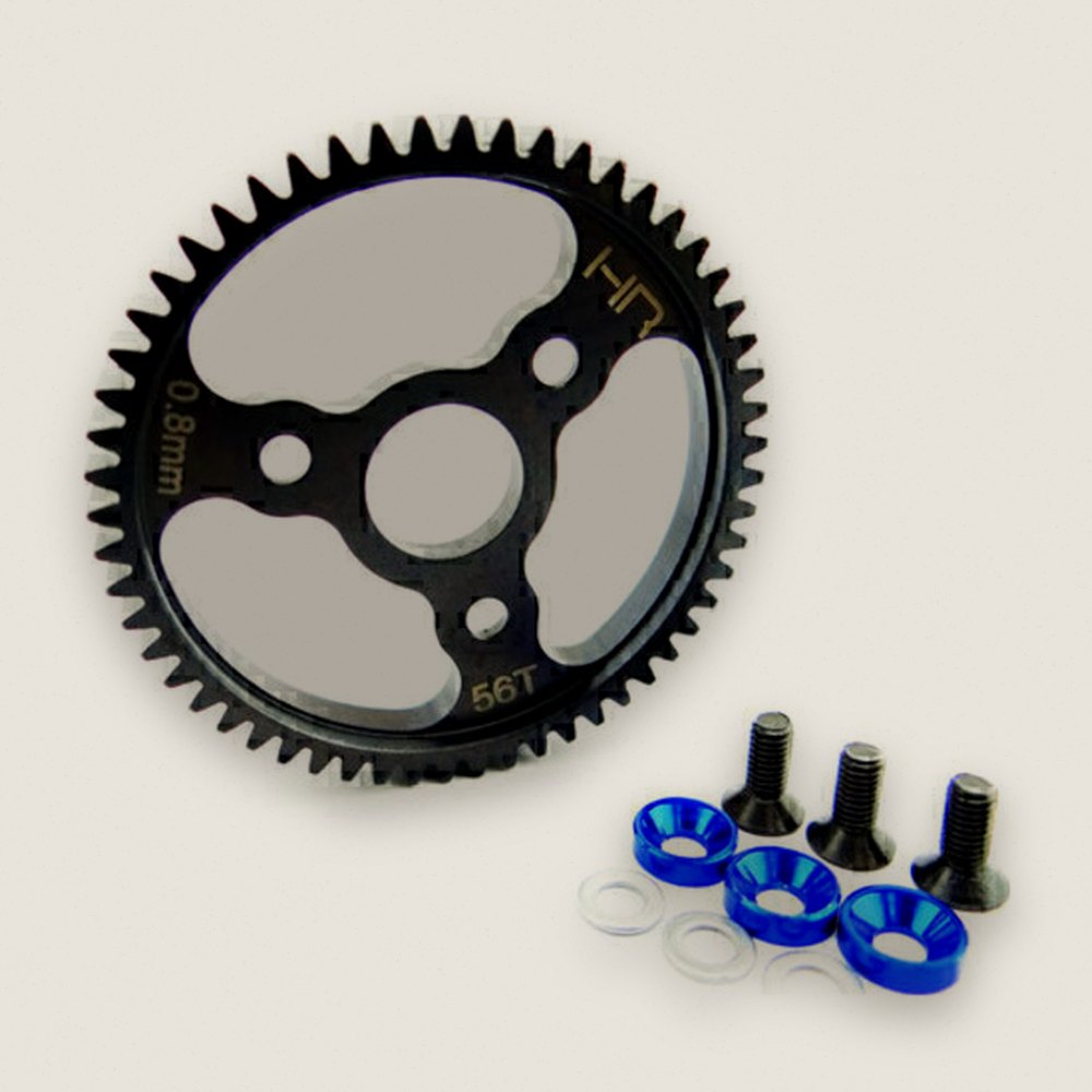 Spur Gear, Steel 56t 0.8 Mod Blue for TRA - Hot Racing