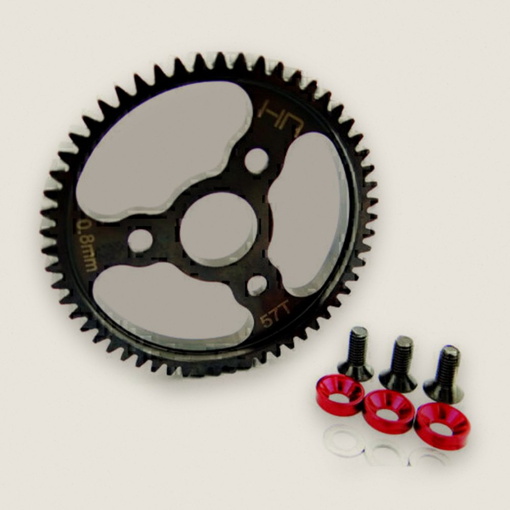 Spur Gear, Steel 57t 0.8 Mod Red for TRA - Hot Racing