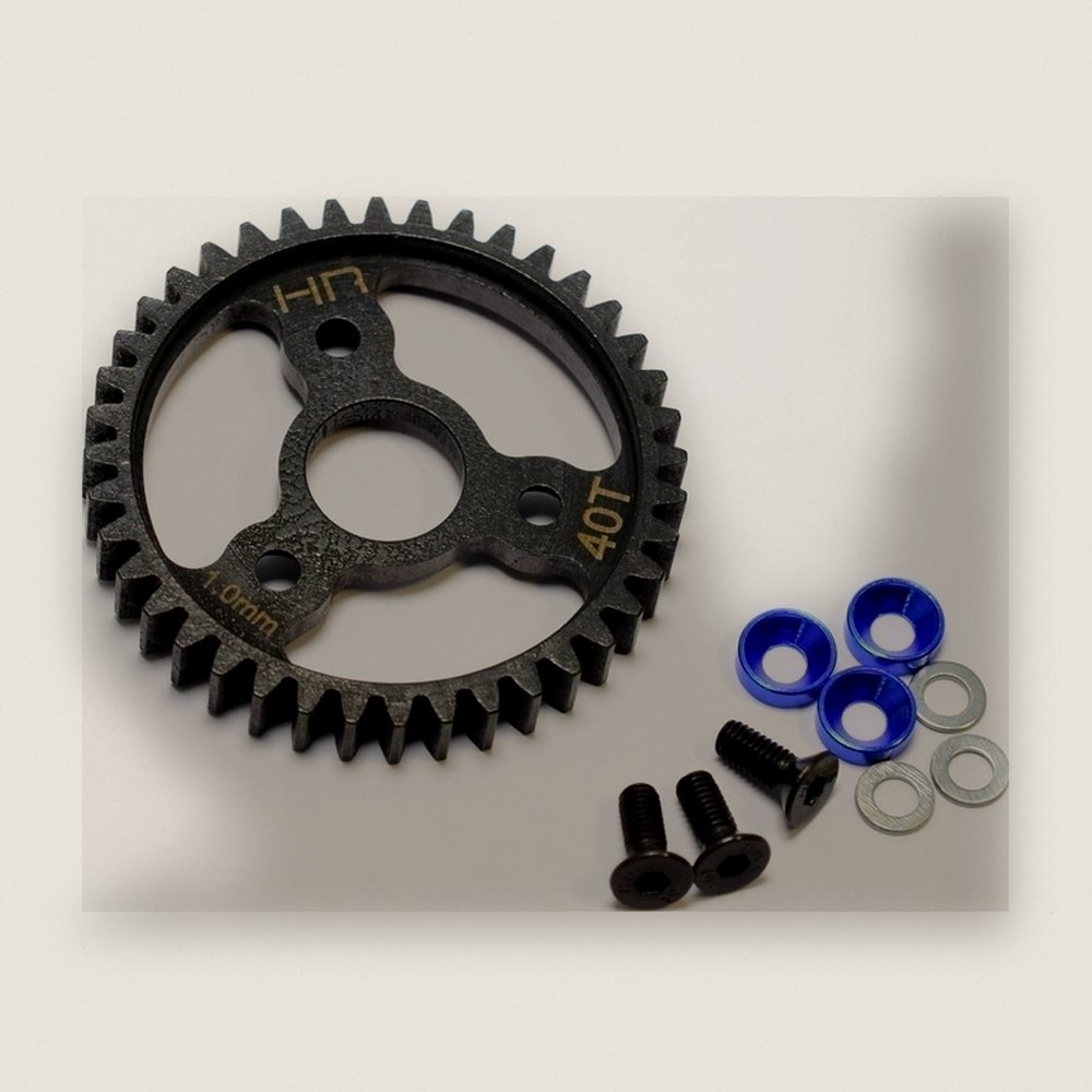 Spur Gear, 40T 1.0 Mod Steel, Blue, TRA - Hot Racing