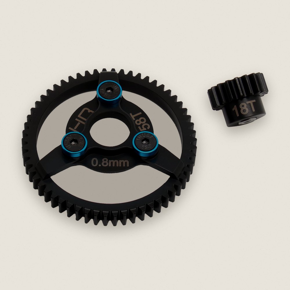 Pinion and Spur Gear Set, Steel 18t/58t 32p (Blue) for Traxxas - Hot Racing