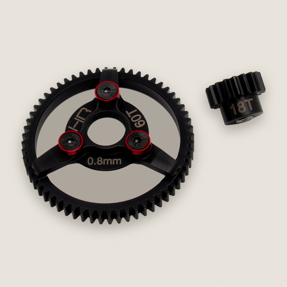 Pinion and Spur Gear Set, Steel 18t/60t 32p (Red) for Traxxas - Hot Racing