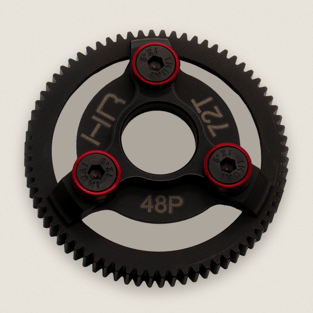 Spur Gear, Hardened Steel 72t 48p (Red) for Traxxas - Hot Racing