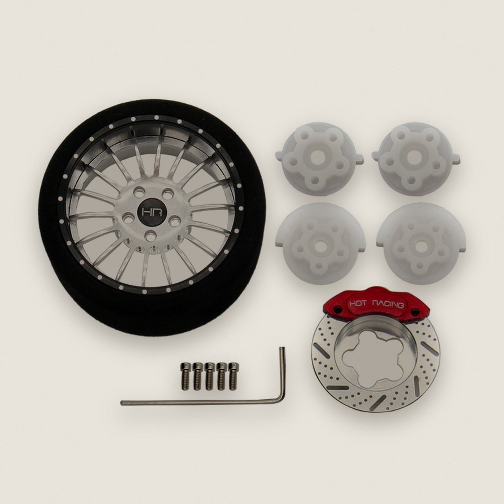 Aluminum Wheels for TX Steering, Silver 18 Spoke - Hot Racing