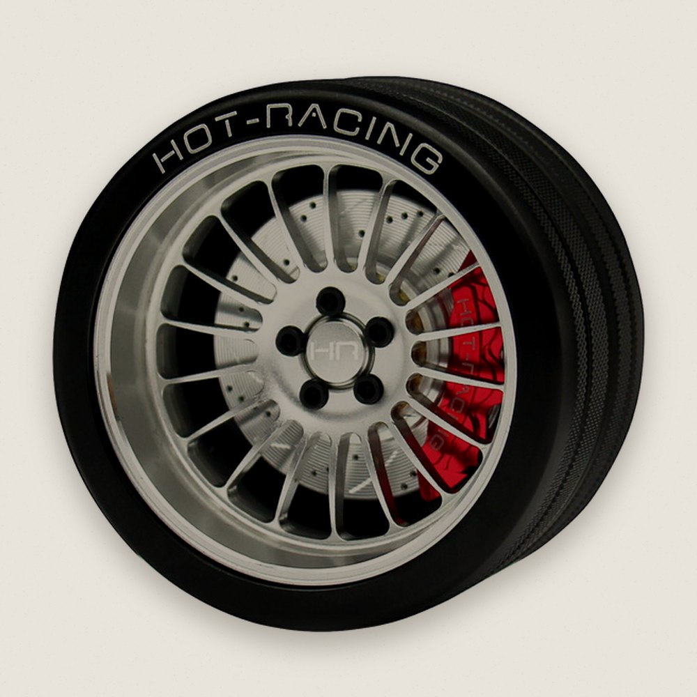 6061 Steering Wheel, Silver 18 Spoke, NB4 - Hot Racing