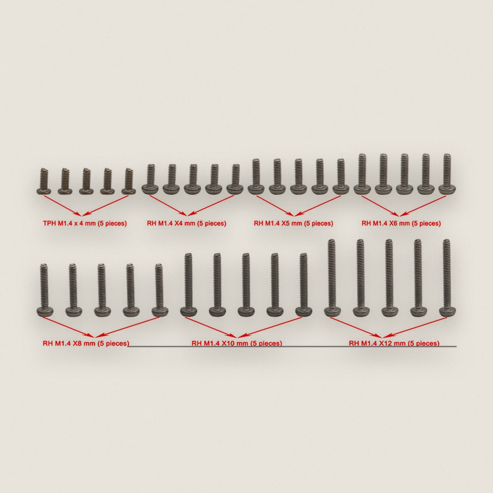 Round Head Screw Set, M1.4, 35 Pieces for SCX24 - Hot Racing