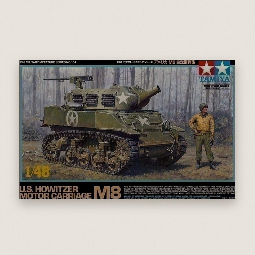 Plastic Model Kit: U.S. Howitzer Motor Carriage M8, 1/48 - Tamiya