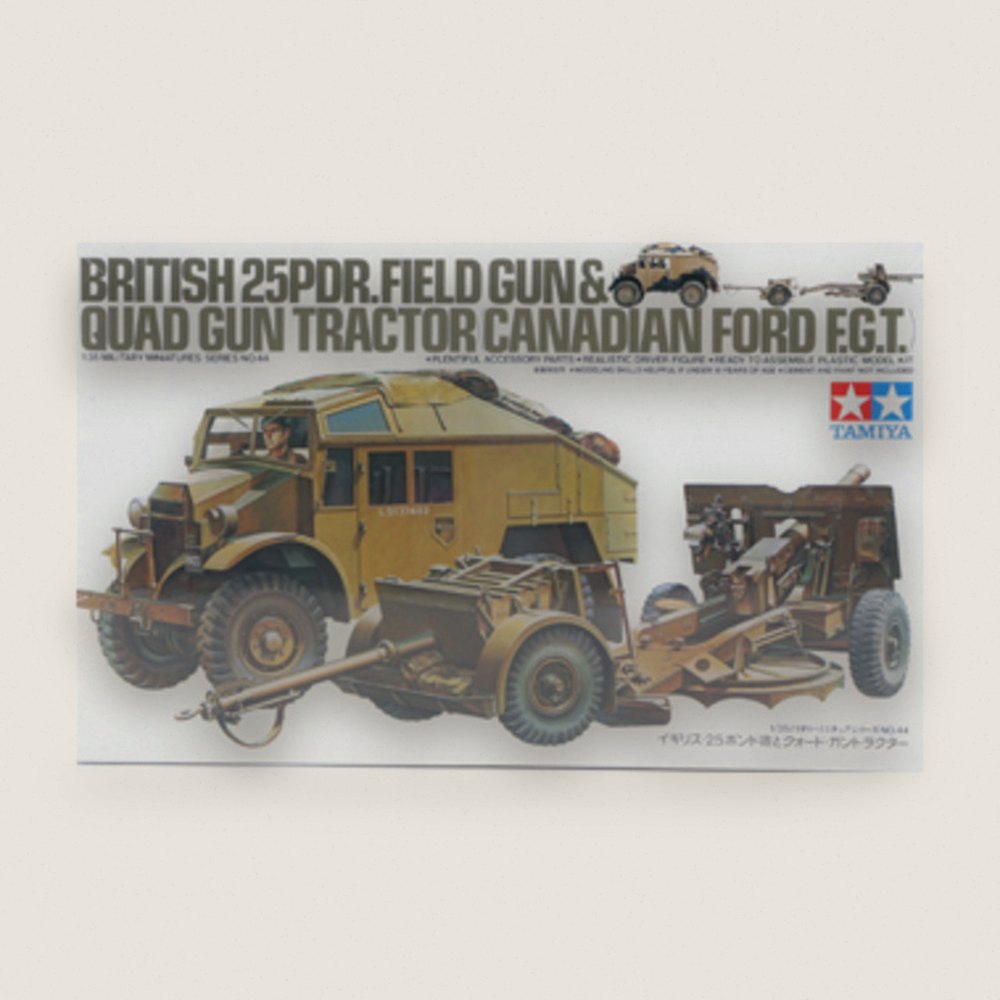 Plastic Model Kit: British 25lb Gun & Quad, 1/35 - Tamiya