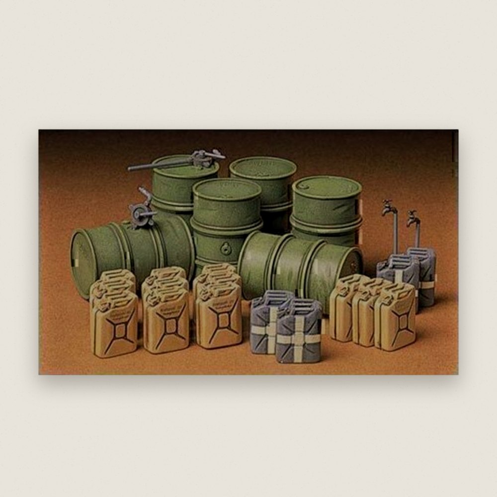 German Fuel Drum Set Plastic Model Kit, 1/35 Scale - Tamiya