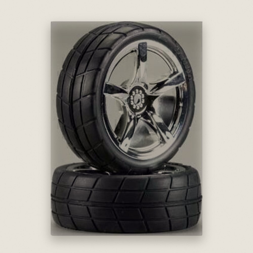 5-Spoke Metal Plated Wheels W/Cemntd Radial Tires(2)