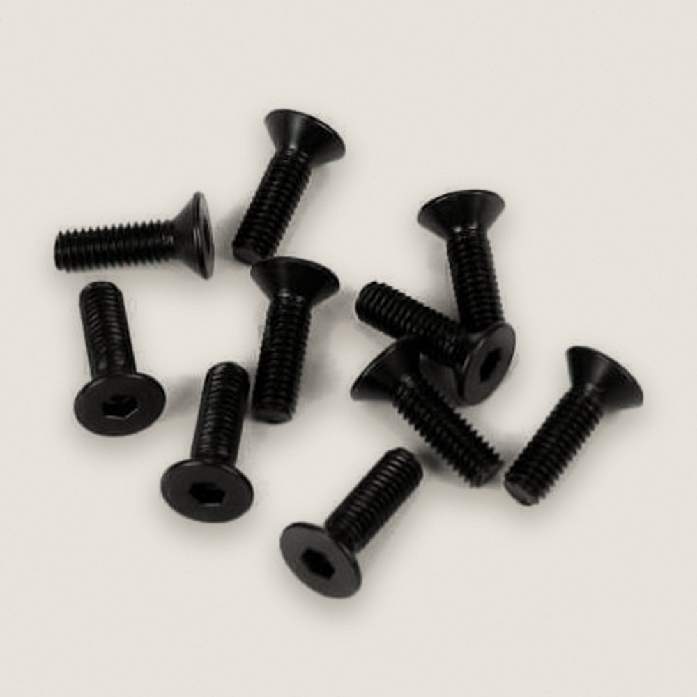 Flat Head Screws, M3x10mm Black (10 Pieces) - Tekno RC