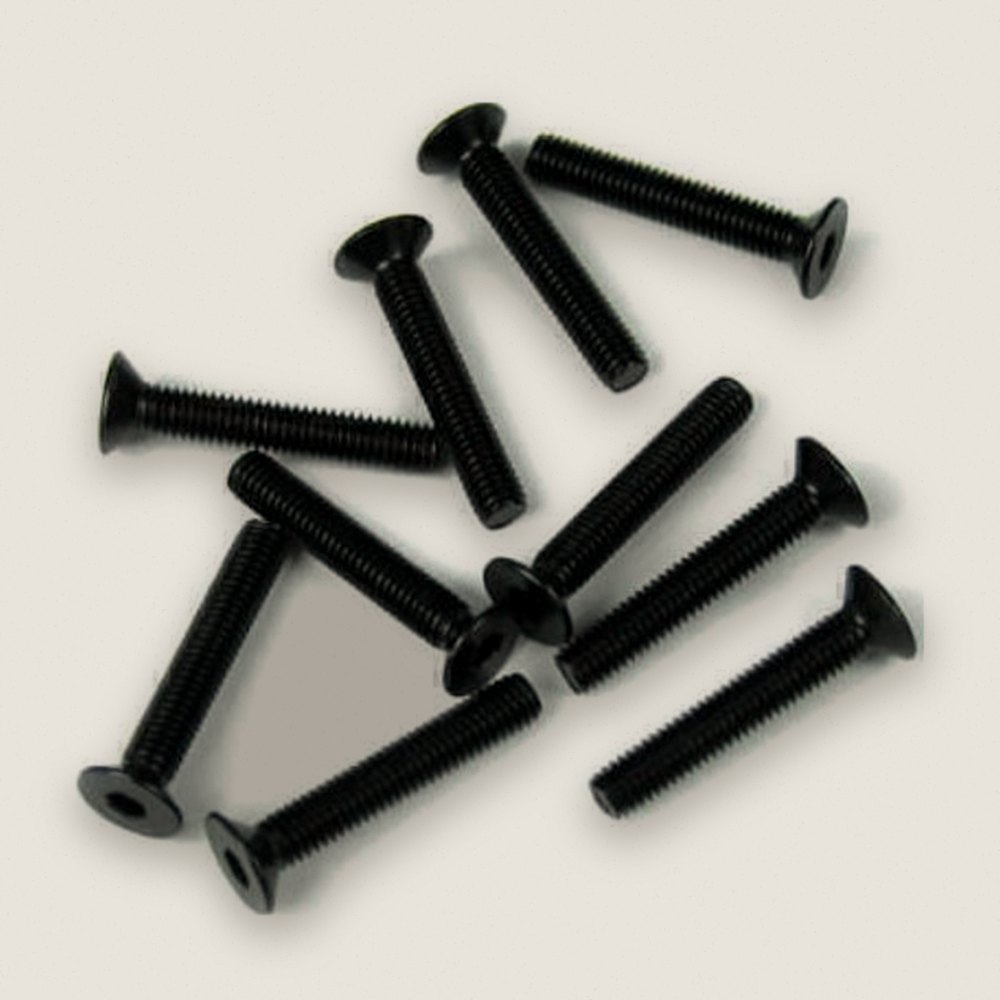 Flat Head Screws, M3x18mm Black (10 Pieces) - Tekno RC