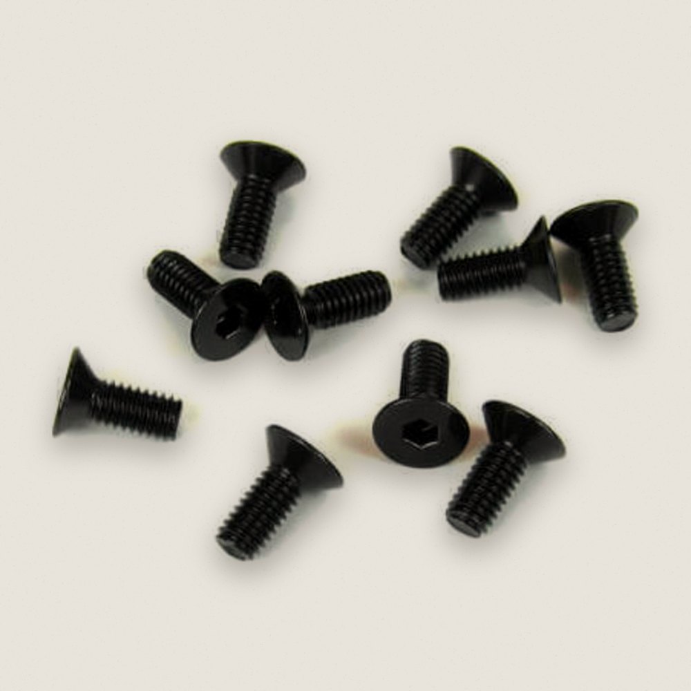Flat Head Screws, M4x10mm Black (10 Pieces) - Tekno RC