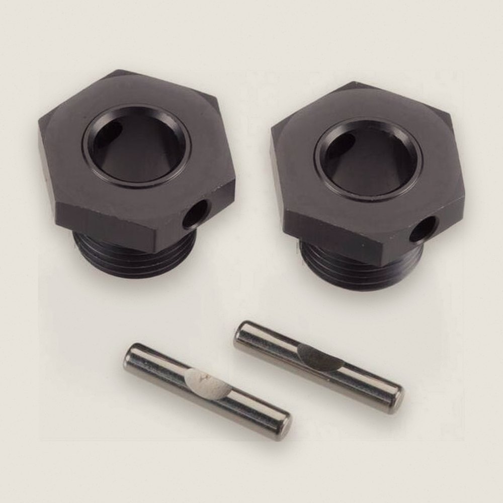 Wheel Hubs, Aluminum, Black Anodized, with Pins, for EB48, 2 Pieces - Tekno RC