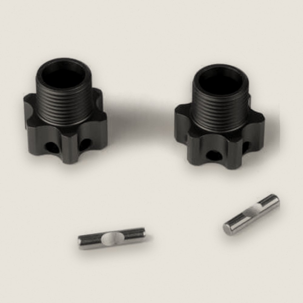 Wheel Hubs, +4mm, Lightened, Gunmetal Anodized, with Pins, 2 Pieces - Tekno RC