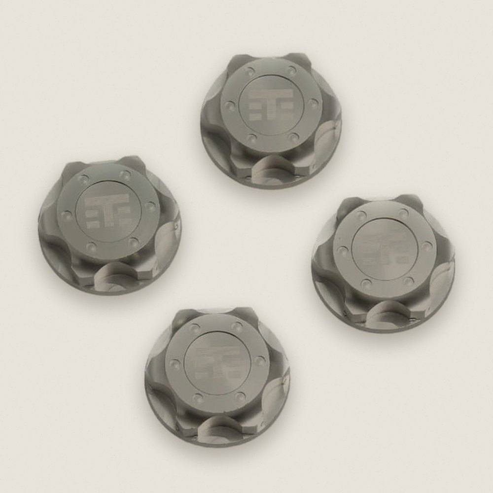 Wheel Nuts (T Logo 17mm serrated CLEAR ano M12x1.0 4 pieces)