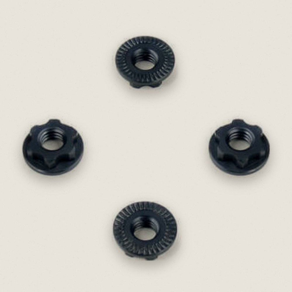 Wheel Nuts, 7mm Serrated, M4, Gunmetal Anodized, 4 Pieces - Tekno RC