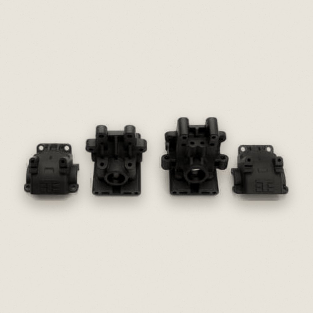 Bulkhead Set, Front and Rear, Revised, for EB410 - Tekno RC