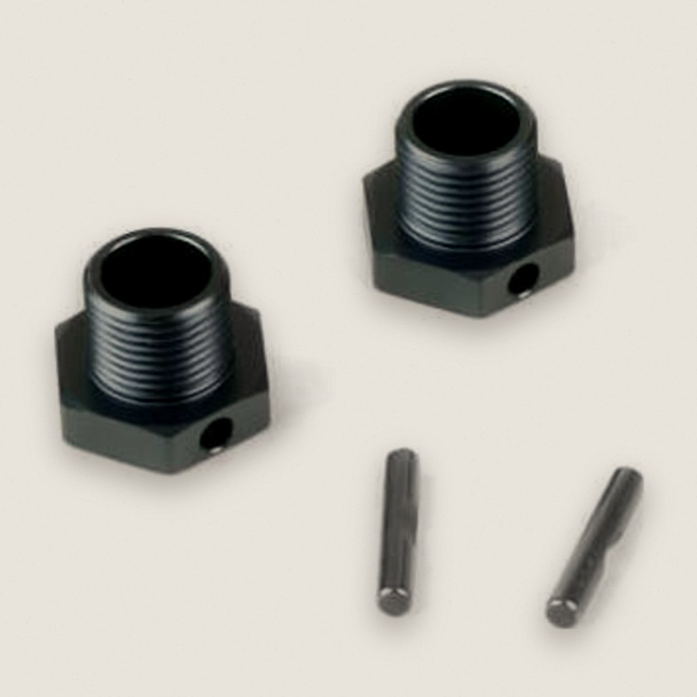 Wheel Hubs, +1mm Offset 17mm Gunmetal Anodized with Pins, 2 Pieces - Tekno RC