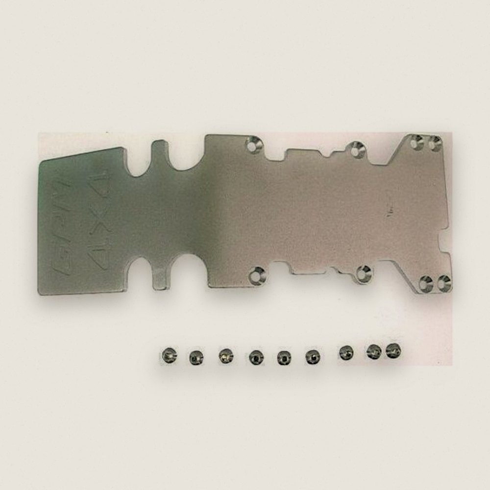 3mm Rear Skid Plate, Silver Aluminum for TRA T-Maxx - GPM Racing
