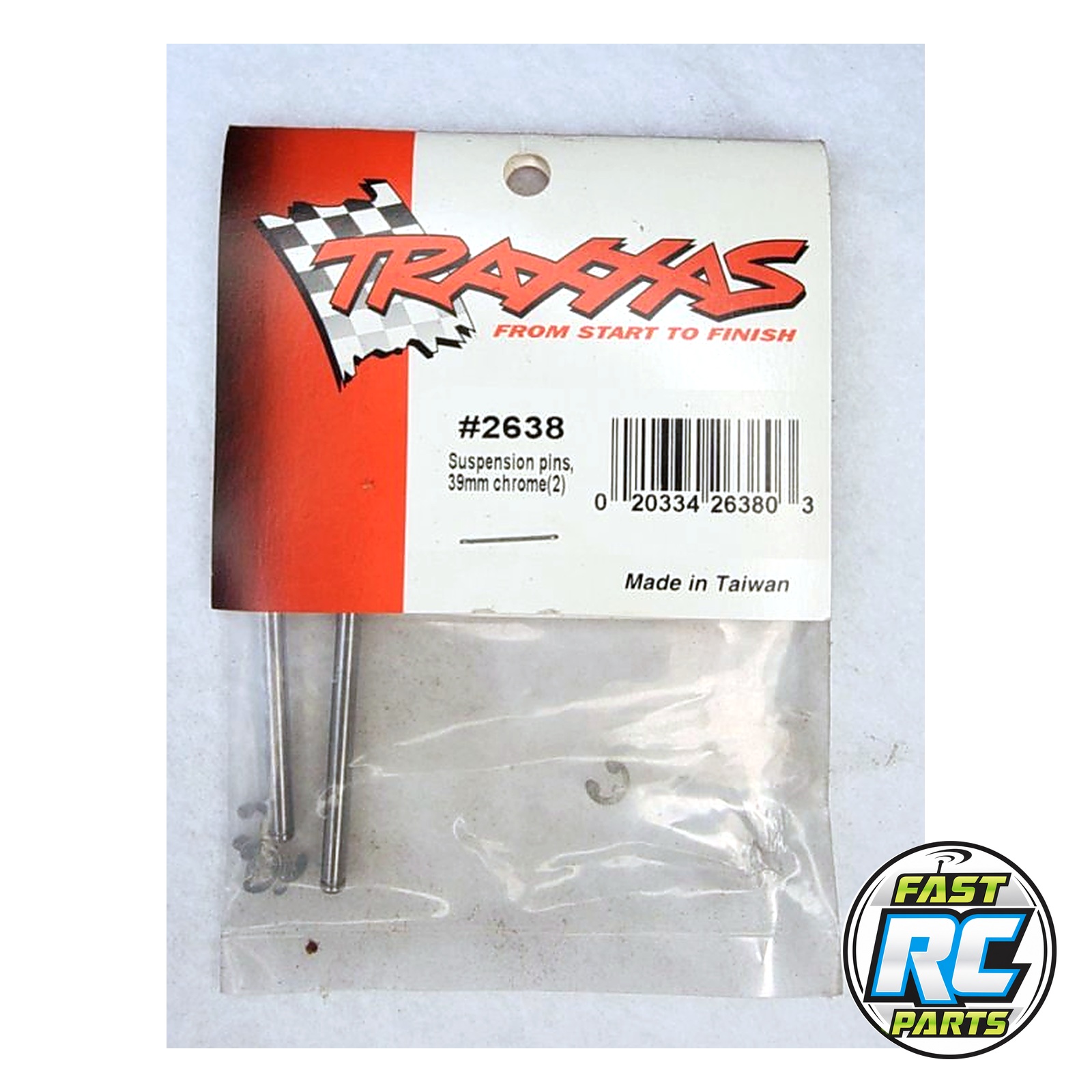 Suspension Pins, 39mm, Hard Chrome (2) with E-Clips (4) - Traxxas