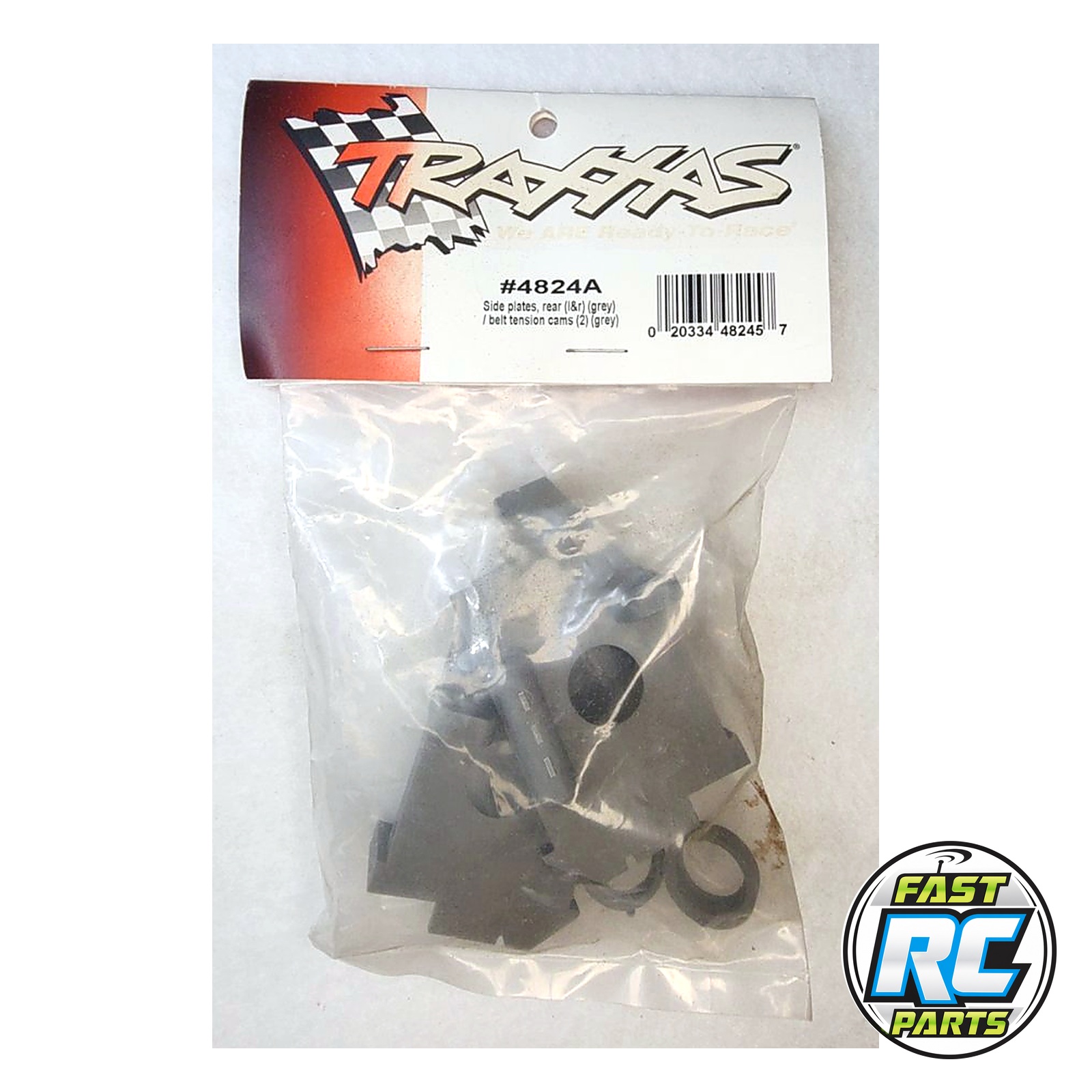 Grey Rear Side Plates, Left & Right, with Grey Belt Tension Cams (2) - Traxxas