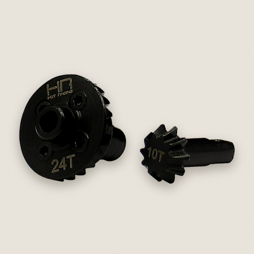 Diff Ring and Pinion Gear Set, Steel Helical Underdrive 10/24T for TRX4M - Hot Racing