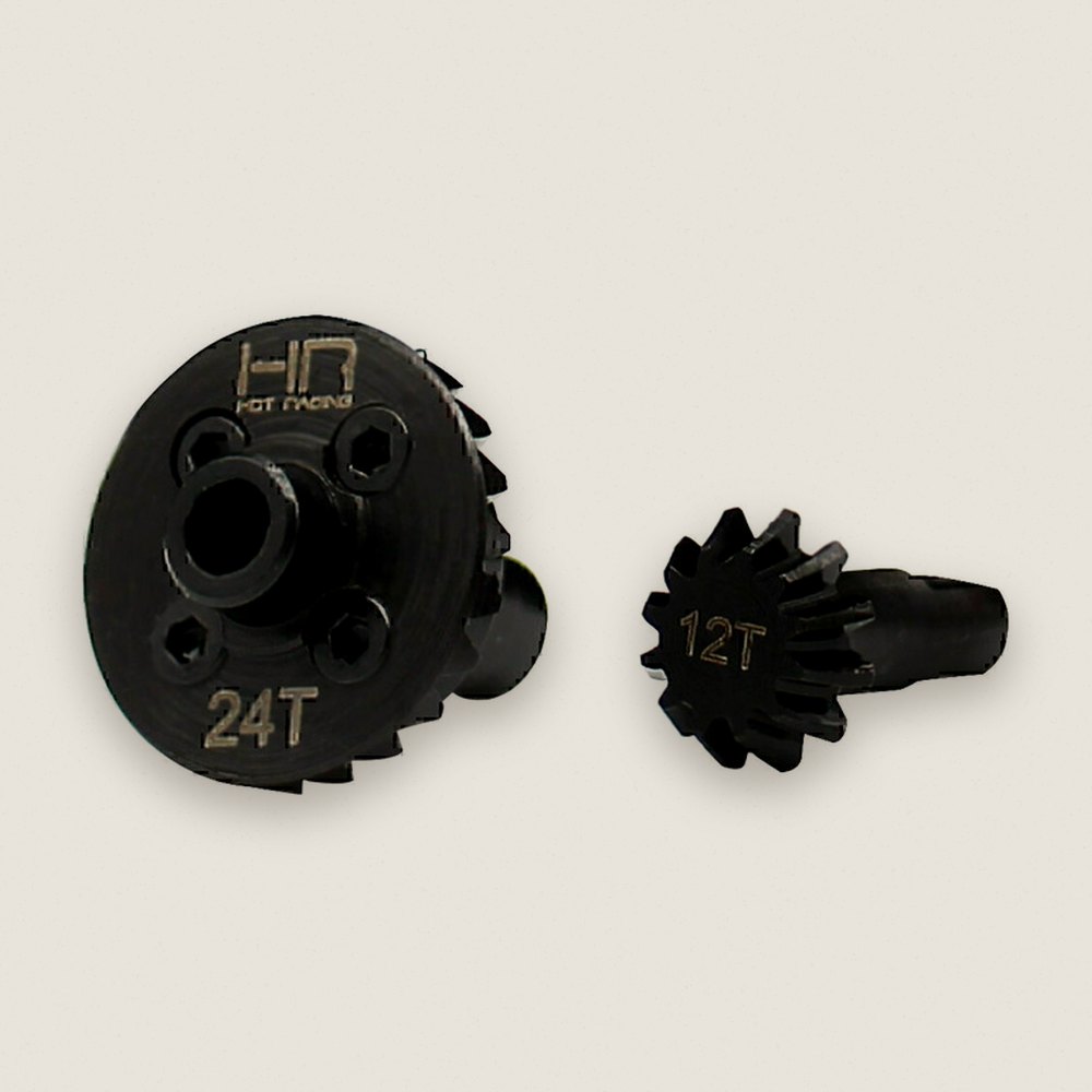 Diff Ring and Pinion Gear Set, Steel Helical Stock 12/24 for TRX4M - Hot Racing