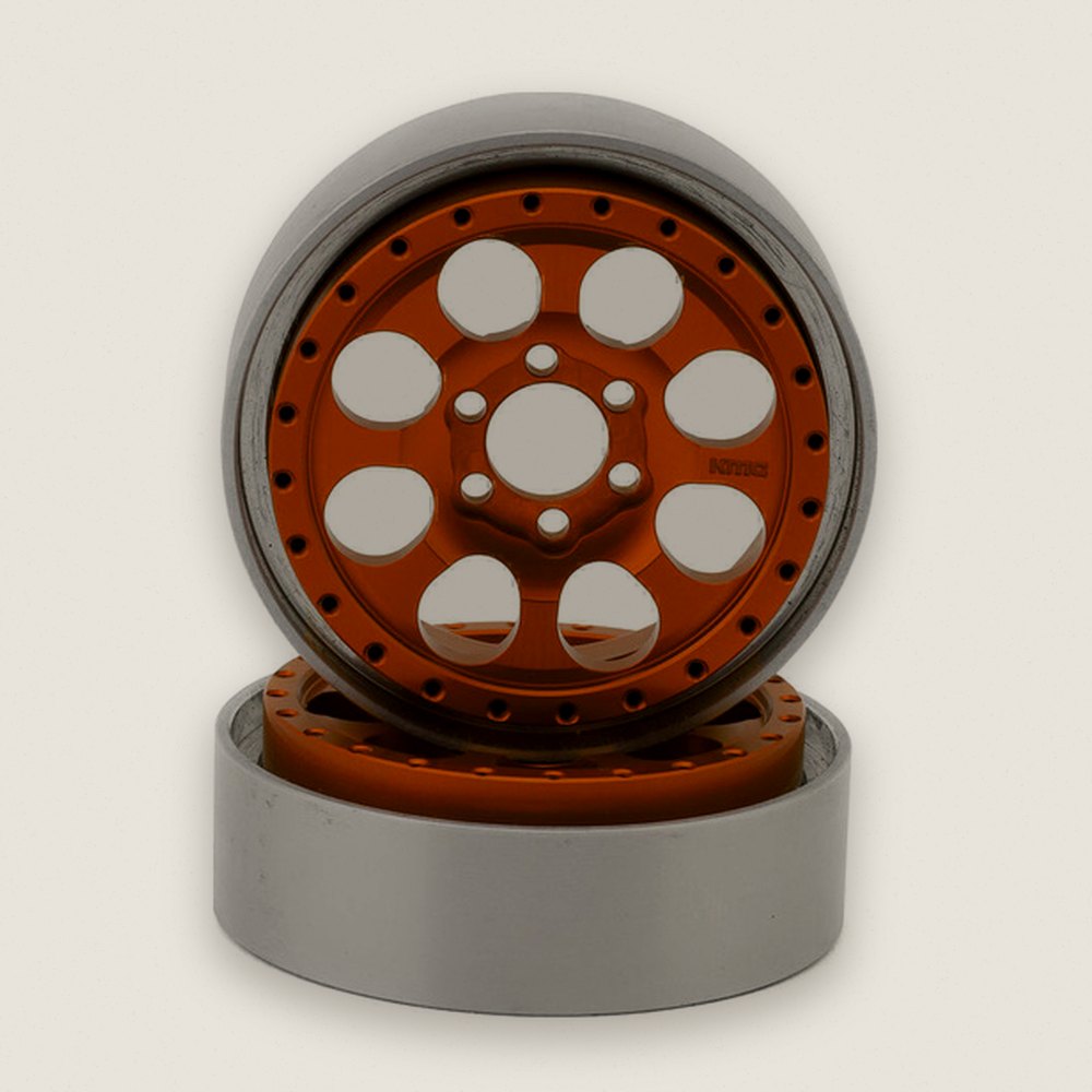 Crawler Wheels, Beadlock, KMC 2.2 KM237 Riot, Orange, 2 Pieces - Vanquish Products