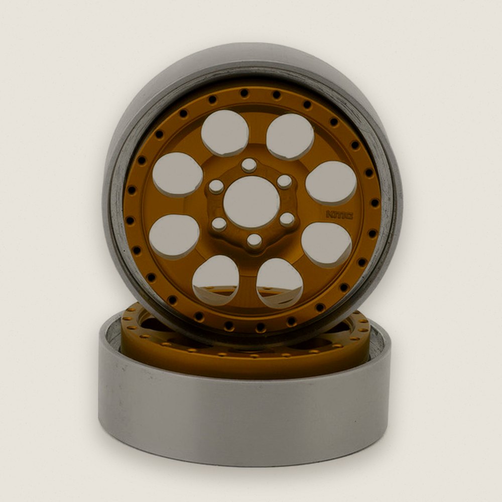 Crawler Wheels, Beadlock, KMC 2.2 KM237 Riot, Gold, 2 Pieces - Vanquish Products