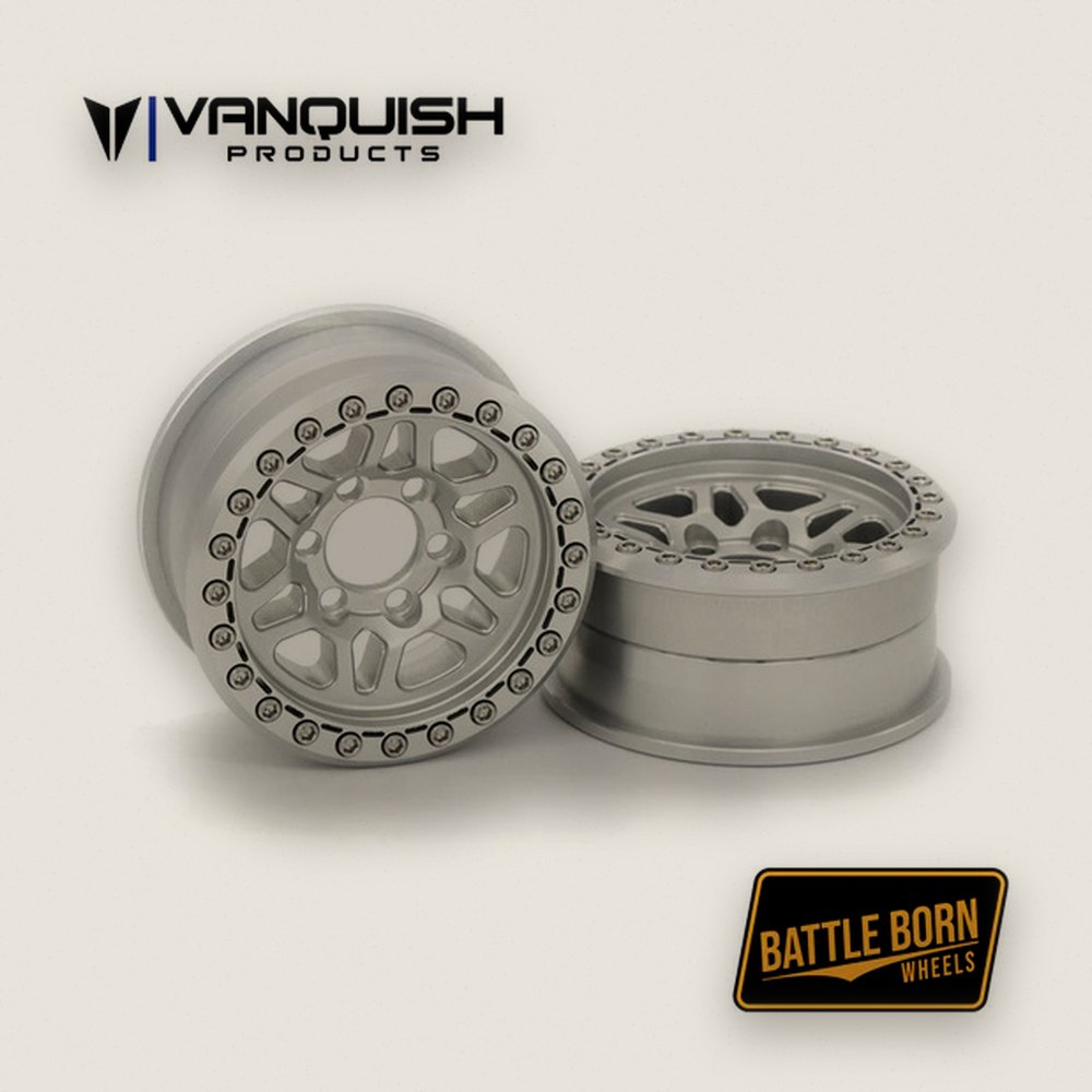 Beadlock Crawler Wheels, Battle Born Kilo 1.9, Clear, 2 Pieces - Vanquish Products