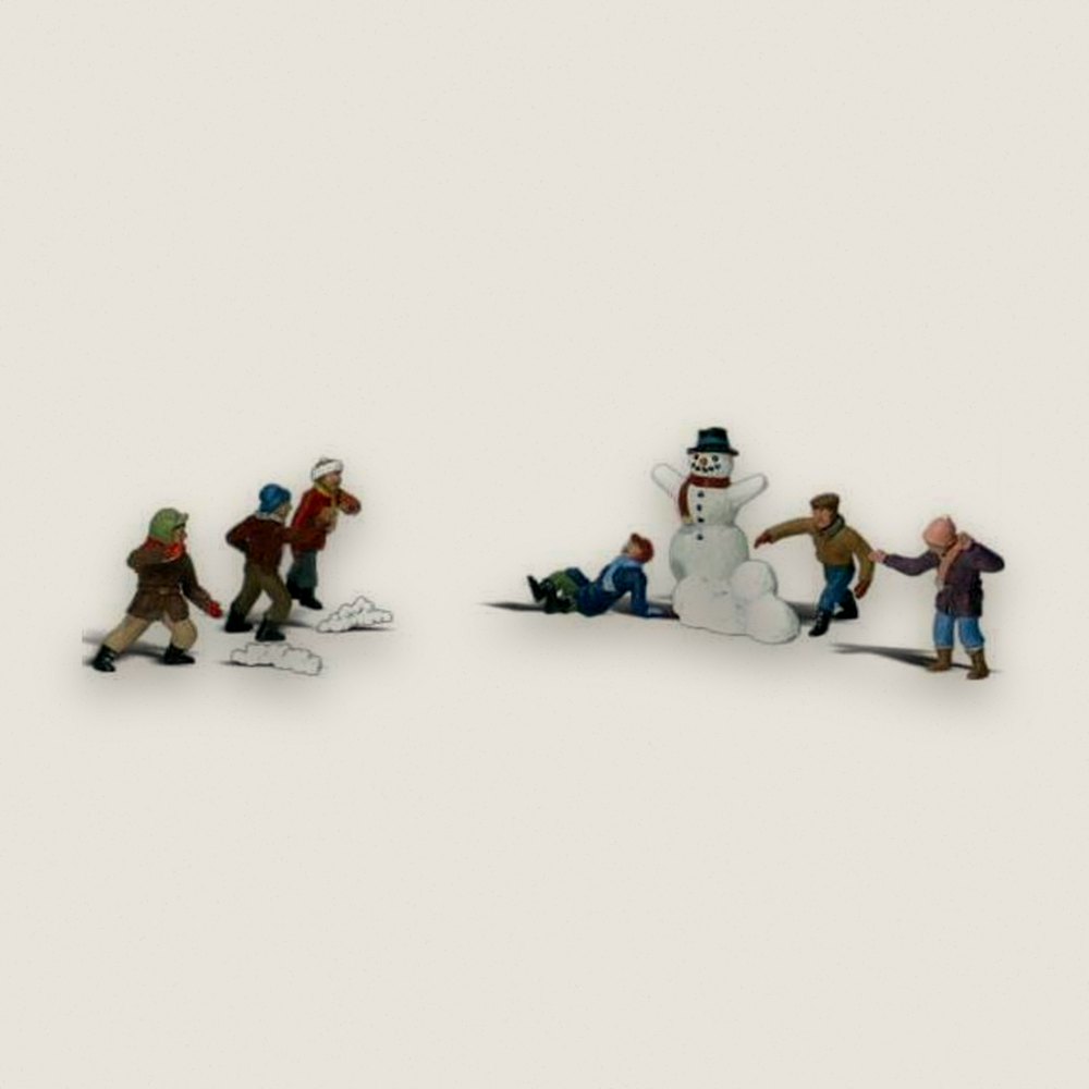 Figure Set, HO Scale: Snowball Fight - Woodland Scenics